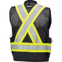 6679 High-Visibility Antimicrobial Mesh-Back Surveyor Vest, Black, Small, Polyester NTL Industrial