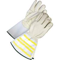 Gants utilitaires haute visibilit&eacute; avec manchette de 6,25", Petit, Paume en Cuir fleur de vache NTL Industrial