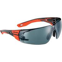 RUSH+ 2.0 M/L Safety Glasses with Black & Red Frame, Smoke Lens, Anti-Fog/Anti-Scratch, ANSI Z87+ NTL Industrial