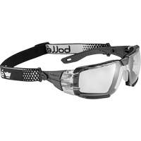 RUSH+ 2.0 XP M/L Safety Glasses with Black & Grey Frame, Clear Lens, Anti-Fog/Anti-Scratch, ANSI Z87+ NTL Industrial
