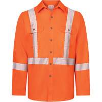 Avenger 7 oz Deluxe Segmented Striped High-Visibility Work Shirt, Style 652, Men's, Small, Orange NTL Industrial