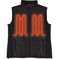 N-Ferno&reg; Rechargeable Heated Vest with Battery Power Bank, Men's/Unisex/Women's, Small, Black NTL Industrial