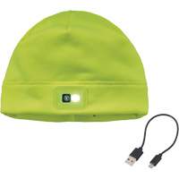 N-Ferno&reg; Winter Skull Cap with LED Rechargeable Light, Fleece Lining, One Size, High-Visibility Lime Green NTL Industrial
