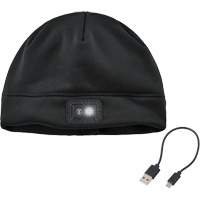 N-Ferno&reg; Winter Skull Cap with LED Rechargeable Light, Fleece Lining, One Size, Black NTL Industrial