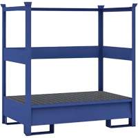 Palette de confinement de d&eacute;versement de transport bleu pour 2 barils avec rails lat&eacute;raux, Capacit&eacute; de d&eacute;versement 66 gal. US, 55" x 34" x 58" NTL Industrial