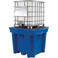 Palette de confinement des d&eacute;versements en poly&eacute;thyl&egrave;ne pour 1 contenant GRV avec drain, Capacit&eacute; de d&eacute;versement 330 gal. US, 56,5" x 56,5" x 48" NTL Industrial