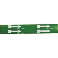 Marqueurs de tuyau avec flèches, Autocollant, 1-1/8" h x 7" la, Blanc/vert SI733 | NTL Industrial