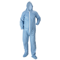 Pyrolon&reg; Plus 2 FR Hooded Coveralls With Boots, Small, Blue, FR Treated Fabric NTL Industrial