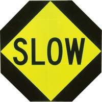 Double-Sided "Stop/Slow" Traffic Control Sign, 18" x 18", Aluminum, English NTL Industrial