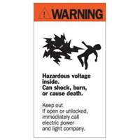 "Warning Hazardous Voltage" Sign, 8" x 4-1/2", Acrylic, English with Pictogram SY226 | NTL Industrial