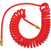 Flexcoil Self-Storing Polyurethane Air Hoses With Fittings, 1/4" x 15', 140 PSI, 1/4 NPT TA216 | NTL Industrial