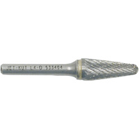 L4-D JET-KUT&reg; Taper Shape Burr with Radius End, 1/4" Dia., 1/4" Shank, 1-1/8" Depth of Cut NTL Industrial