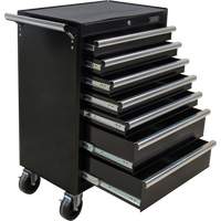Industrial Tool Cart, 7 Drawers, 27" W x 18-3/4" D x 39" H, Black NTL Industrial