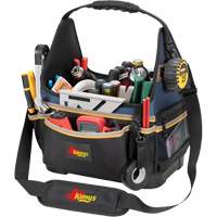 Molded Base Electrical/HVAC Tool Carrier, Ballistic Polyester, 20 Pockets, Black/Blue NTL Industrial