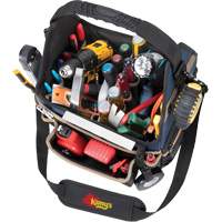 Molded Base Electrical/HVAC Tool Carrier, Ballistic Polyester, 20 Pockets, Black/Blue NTL Industrial