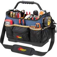 Molded Base Open-Top Tool Box, Ballistic Polyester, 17 Pockets, Black/Blue NTL Industrial