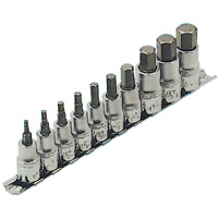 HSW3812-10 SAE Bit Socket Set, Hex, 1/2"/3/8" Drive, 10 Pcs NTL Industrial