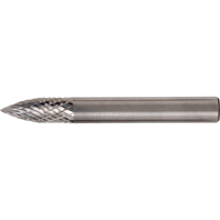 Solid Carbide Burrs - Tree Shape Pointed End, SG-1, 1/4" Dia., 1/4" Shank, 5/8" Depth of Cut NTL Industrial