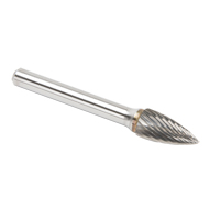 Solid Carbide Burrs - Tree Shape Pointed End, SG-3, 9.53 mm Dia., 1/4" Shank NTL Industrial