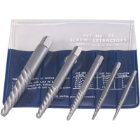 Screw Extractors - Screw Extractor Set in Fold-Up Pouch, 5 Pieces, High Carbon Steel NTL Industrial
