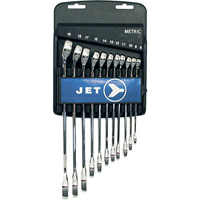 Jeux de cl&eacute;s mixtes combin&eacute;es longues enti&egrave;rement polies, Combinaison, 11 morceaux, M&eacute;trique NTL Industrial