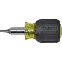 Stubby Multi-Bit Screw Driver With Sq.Recess, 3-1/5" L, Cushion Grip Handle NTL Industrial