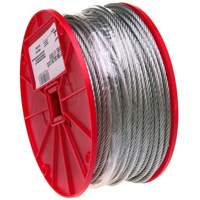 Wire Cable, 500' (152.4 m) x 3/32", 184 lbs. (0.092 tons), Galvanized TQB486 | NTL Industrial