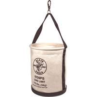 Canvas Bucket, Wide Straight-Wall with Pocket, Canvas, 12" Dia. x 15" H, 75 lbs. Load Rating NTL Industrial