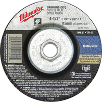 Grinding Wheel, 4-1/2" x 1/8", 5/8"-11 Arbor, Aluminum Oxide, Type 27 NTL Industrial