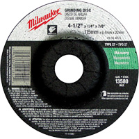 Grinding Wheel, 4-1/2" x 1/4", 7/8" Arbor, Silicon Carbide, Type 27 NTL Industrial