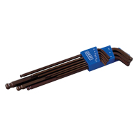Extra Long Arm Ball Hex Key Set, 9 Pcs., Metric NTL Industrial