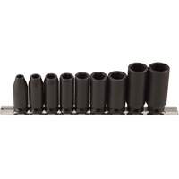 Long Socket Set, 9 Pcs, Impact, 3/8" Drive Size, Deep NTL Industrial