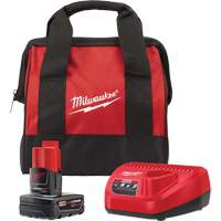 M12 Battery Pack & Charger Starter Kit, Lithium-Ion, 12 V, 4 A NTL Industrial