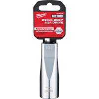 Metric Socket with Four Flat Sides, 20 mm, 1/2" Drive, 6 Points, Deep NTL Industrial