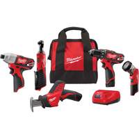 M12 5-Tool Combo Kit, Lithium-Ion, 12 V NTL Industrial