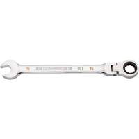 90-Tooth Flex Head Ratcheting Combination Wrench, 12 Point, 15 mm, Chrome Finish UAV544 | NTL Industrial
