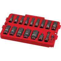 Jeu de douilles profondes 3/8" Shockwave Impact Duty Packout, 17 Mcx, Chocs, Prise de 3/8", Profond NTL Industrial