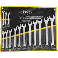 ICW-14PS Polished Wrench Set, Combination, 14 Pieces, Imperial NTL Industrial