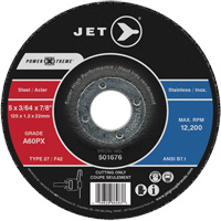 Meule &agrave; tronçonner Power-Xtreme A60PX, 5" x 3/64", Arbre de 7/8", Type 27, 12 200 Tr/min NTL Industrial