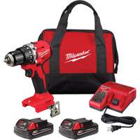 M18™ Compact Brushless Hammer Drill/Driver Kit, Lithium-Ion, 18 V, 1/2" Chuck, 550 in-lbs Torque UAW908 | NTL Industrial