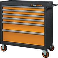 GSX Series Rolling Tool Cabinet, 6 Drawers, 36" W x 18-1/5" D x 37-2/5" H, Black/Orange NTL Industrial