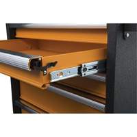 GSX Series Rolling Tool Cabinet, 6 Drawers, 36" W x 18-1/5" D x 37-2/5" H, Black/Orange NTL Industrial