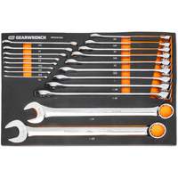 12-Point Long Pattern Combination SAE Wrench Set in Foam Storage Tray, Open-Ended, 19 Pieces, Imperial NTL Industrial