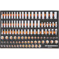Jeu d'outils m&eacute;triques pour m&eacute;canicien MEGAMOD dans des plateaux en mousse modulaire avec armoire roulante &agrave; outils, 358 morcea NTL Industrial