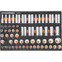 Jeu d'outils m&eacute;triques pour m&eacute;canicien MEGAMOD dans des plateaux en mousse modulaire avec armoire roulante &agrave; outils, 358 morcea NTL Industrial