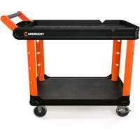RAILWORKS 2-Shelf Industrial Utility Cart with 5" Hard Casters, 47" L x 24-1/2" W x 34" H, Black/Orange NTL Industrial