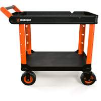 RAILWORKS 2-Shelf Industrial Utility Cart with 8" Casters, 47" L x 24-1/2" W x 37-4/5" H, Black/Orange NTL Industrial
