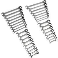 72-Tooth 12 Point Standard & Stubby Wrench Set, Ratcheting Combination, 34 Pieces, Imperial and Metric NTL Industrial