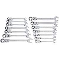 72-Tooth 12 Point Wrench Set, Flex Head/Ratcheting Combination, 14 Pieces, Imperial and Metric NTL Industrial