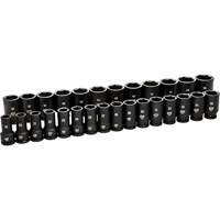 6 Point Metric Socket Set, 28 Pcs, Impact, 3/4" Drive Size, Deep NTL Industrial